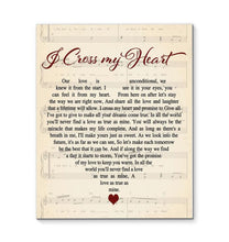 Load image into Gallery viewer, George Strait I cross my heart Lyric heart typography canvas