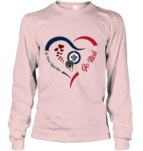 Load image into Gallery viewer, Go Polar night blue Go red Winnipeg Jets  fan heart shirt