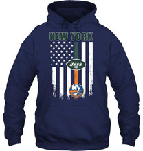 Load image into Gallery viewer, New York New York Jets New york Islanders american flag shirt