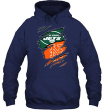 Load image into Gallery viewer, New York Jets and New York Mets layer under ripped shirt
