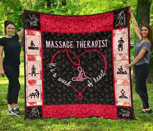 Load image into Gallery viewer, massage therapist it's work of heart quilt blanket
