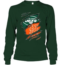 Load image into Gallery viewer, New York Jets and New York Mets layer under ripped shirt