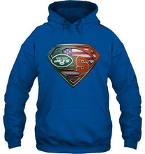 Load image into Gallery viewer, New York Jets and Syracuse Orange superman american flag layer shirt