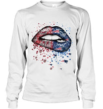 Load image into Gallery viewer, New England Patriots and UMass Minutemens glitter pattern sexy lips t shirt