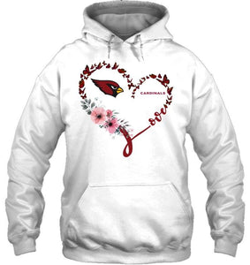 Arizona Cardinals butterfly heart shirt