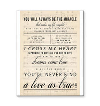 Load image into Gallery viewer, George Strait I Cross My Heart you'll never find a love as true as mine canvas