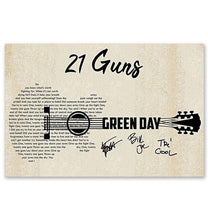 Load image into Gallery viewer, 21 guns Green day lyric guitar typography signed poster