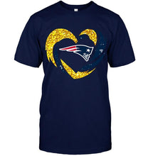 Load image into Gallery viewer, New England Patriots heart love golden glitter pattern hurricane shirt