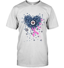 Load image into Gallery viewer, Winnipeg Jets tiny heart love shaped br east cancer shirt