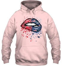 Load image into Gallery viewer, New England Patriots and Boston Red Sox glitter pattern sexy lips t shirt