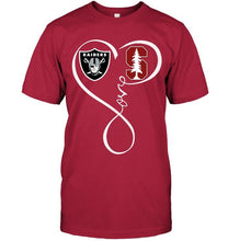 Load image into Gallery viewer, Oakland Raiders Stanford Cardinal love heart shirt