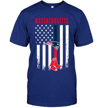 Load image into Gallery viewer, Massachusetts New England Patriots Boston Red Soxamerican flag shirt