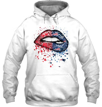 Load image into Gallery viewer, New England Patriots and Boston Red Sox glitter pattern sexy lips t shirt