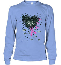 Load image into Gallery viewer, New York Jets tiny heart love shaped br east cancer shirt