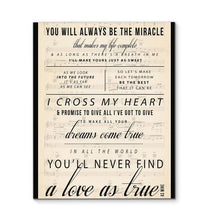 Load image into Gallery viewer, George Strait I Cross My Heart Lyric You'll never find a love as mine lyric canvas