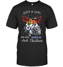 Load image into Gallery viewer, Just a girl who love Winnipeg Jets and christmas fan shirt