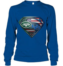 Load image into Gallery viewer, New York Jets and Buffalo Bulls superman american flag layer shirt