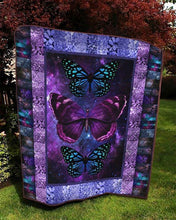 Load image into Gallery viewer, purple butterfly universe quilt blanket