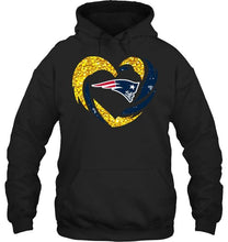 Load image into Gallery viewer, New England Patriots heart love golden glitter pattern hurricane shirt