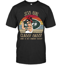 Load image into Gallery viewer, New York Jets girl classy sasy and a bit smart asy retro shirt