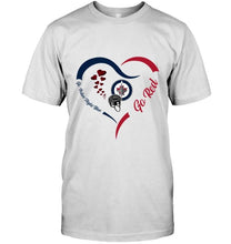 Load image into Gallery viewer, Go Polar night blue Go red Winnipeg Jets  fan heart shirt