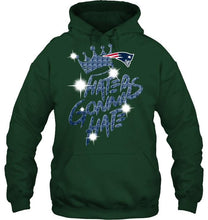 Load image into Gallery viewer, New England Patriots crown haters gonna hate glitter pattern t shirt
