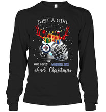 Load image into Gallery viewer, Just a girl who love Winnipeg Jets and christmas fan shirt