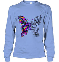 Load image into Gallery viewer, Lupus journey i never planned i choose to love life hate disease &amp; fight butterfly ribbon shirt