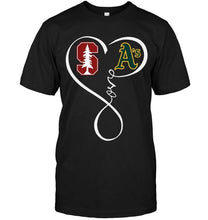 Load image into Gallery viewer, Stanford Cardinal Oakland Athletics love heart shirt