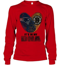 Load image into Gallery viewer, New England Patriots and Boston Bruins it's my dna love fingerprints shirt