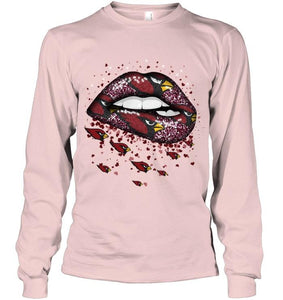 Arizona Cardinals heart glitter pattern lips shirt