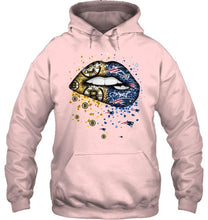 Load image into Gallery viewer, New England Patriots and Boston Bruins glitter pattern sexy lips t shirt