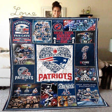 Load image into Gallery viewer, new england patriots fan cave where theres no offseason quilt blanket