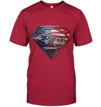 Load image into Gallery viewer, New England Patriots and UMass Minutemens superman american flag layer shirt