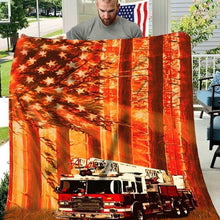 Load image into Gallery viewer, Firefighter jungle sunshine american flag quilt blanket