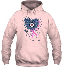 Load image into Gallery viewer, Winnipeg Jets tiny heart love shaped br east cancer shirt