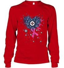 Load image into Gallery viewer, Winnipeg Jets tiny heart love shaped br east cancer shirt