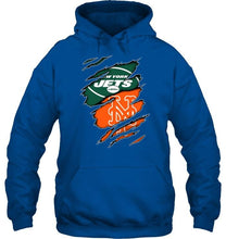 Load image into Gallery viewer, New York Jets and New York Mets layer under ripped shirt
