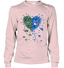 Load image into Gallery viewer, New York Jets and New York Rangers tiny hearts shaped fan shirt