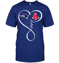 Load image into Gallery viewer, New England Patriots Boston Red Sox love heart shirt