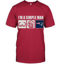Load image into Gallery viewer, I'm simple man loves bobs beer New England Patriots fan shirt