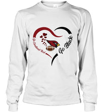 Load image into Gallery viewer, Go Cardinal red Go black Arizona Cardinals fan heart shirt