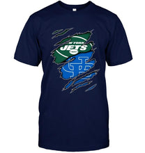 Load image into Gallery viewer, New York Jets and Buffalo Bulls layer under ripped shirt