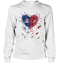 Load image into Gallery viewer, Arizona Wildcats Patriots and Arizona Coyotes tiny hearts shaped fan shirt