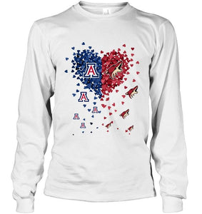 Arizona Wildcats Patriots and Arizona Coyotes tiny hearts shaped fan shirt