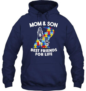 Autism Mom & Son best friends for life shirt