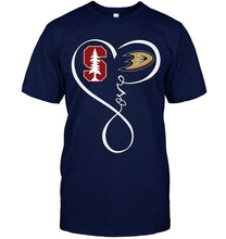 Load image into Gallery viewer, Stanford Cardinal Anaheim Ducks love heart shirt