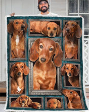 Load image into Gallery viewer, shapes of dachshund for dog lover quilt blanket