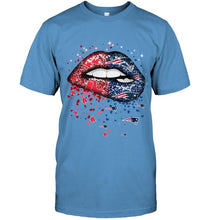 Load image into Gallery viewer, New England Patriots and Boston Red Sox glitter pattern sexy lips t shirt