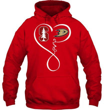 Load image into Gallery viewer, Stanford Cardinal Anaheim Ducks love heart shirt